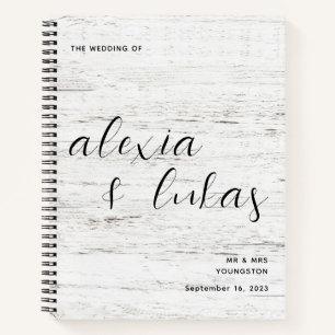 Whitewashed Wood Grain Wedding Guest Book
