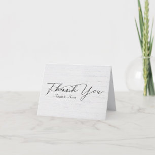 Whitewashed Wood Wedding Thank You Card