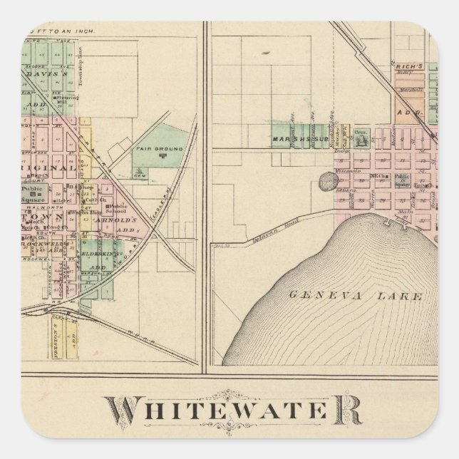 Whitewater, Elkhorn and Geneva Square Sticker (Front)