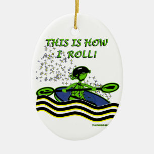 Whitewater Kayak Roll Ceramic Tree Decoration
