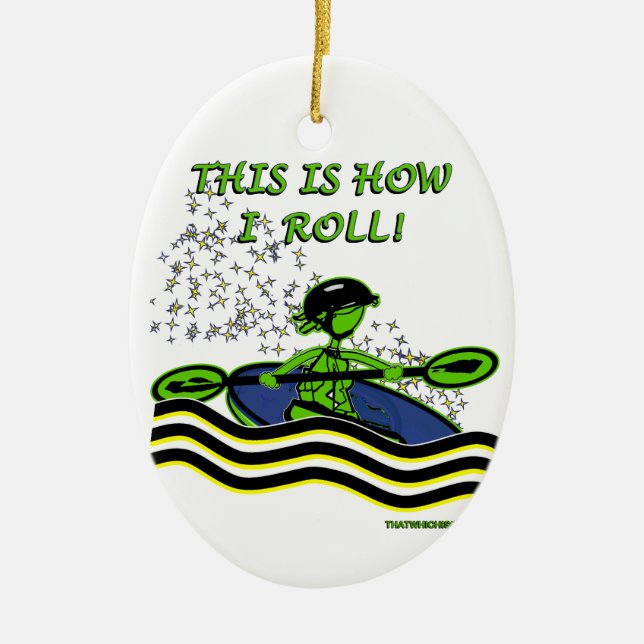 Whitewater Kayak Roll Ceramic Tree Decoration (Front)