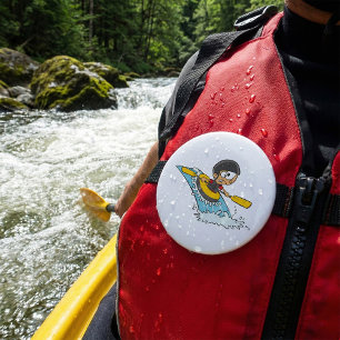 Whitewater Rafting Adventure with Scared Boy  7.5 Cm Round Badge