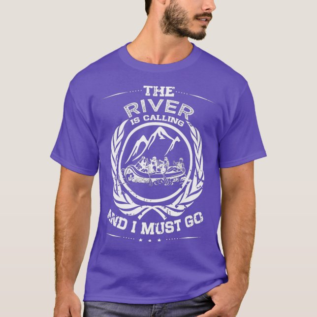 Whitewater Rafting Distressed River Raft T-Shirt (Front)
