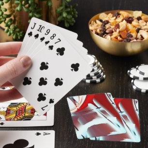 Whitish to red cropped digital paint magnification playing cards