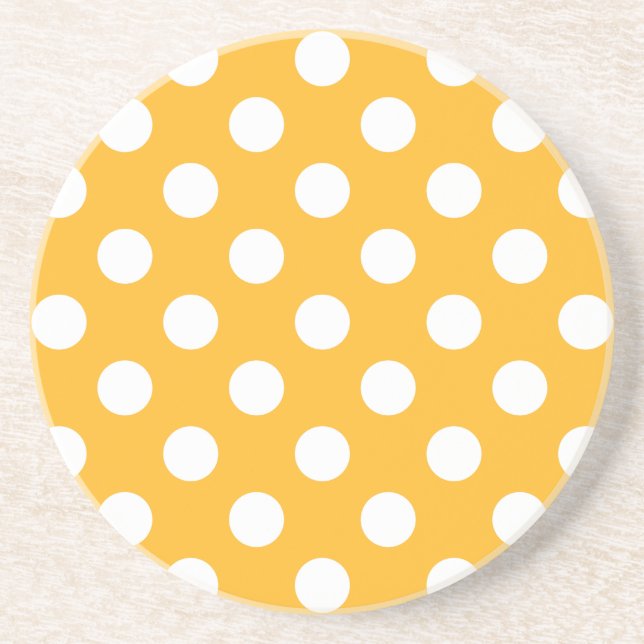Whitle polka dots on yellow coaster (Front)