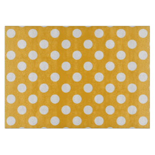 Whitle polka dots on yellow cutting board