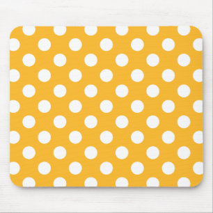 Whitle polka dots on yellow mouse mat