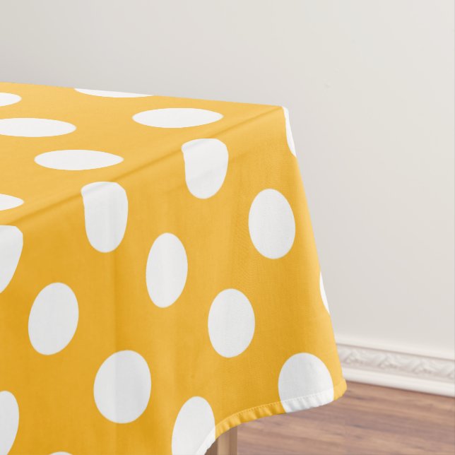 Whitle polka dots on yellow tablecloth (In Situ)