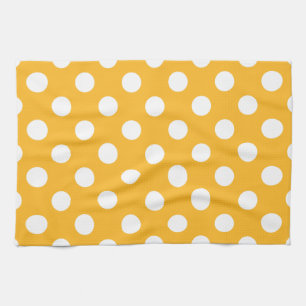 Whitle polka dots on yellow tea towel