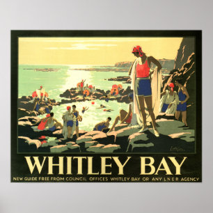 WHITLEY BAY ENGLAND Britain LNER Vintage Railway Poster