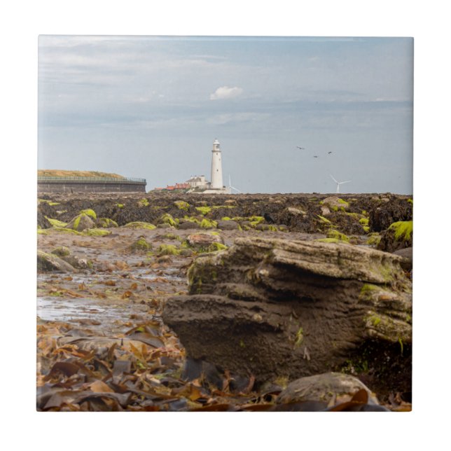 Whitley Bay lighthouse  Tile (Front)