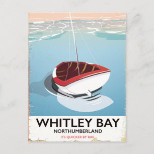 Whitley Bay Northumberland vintage travel poster Postcard