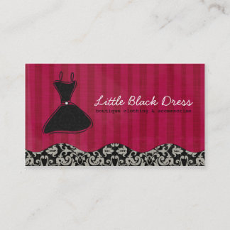 Whitney Black and Red Damask Chic Business Card