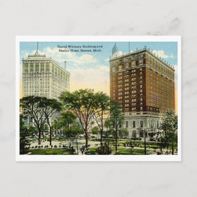 Whitney Building, Statler Hotel, Detroit 1920 Vint Postcard (Front)