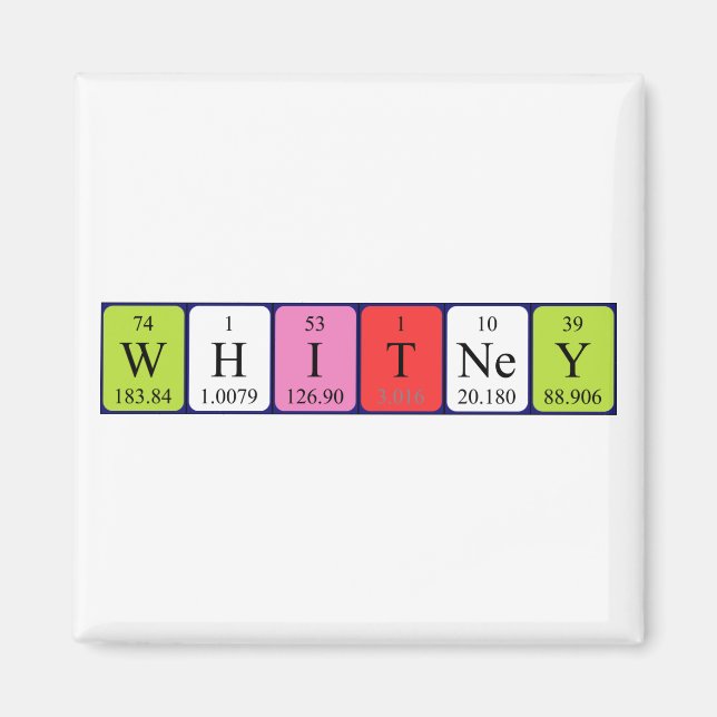 Whitney periodic table name magnet (Front)