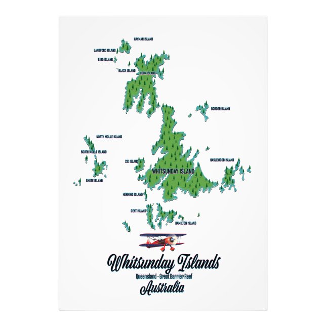Whitsunday Islands Australia map poster (Front)