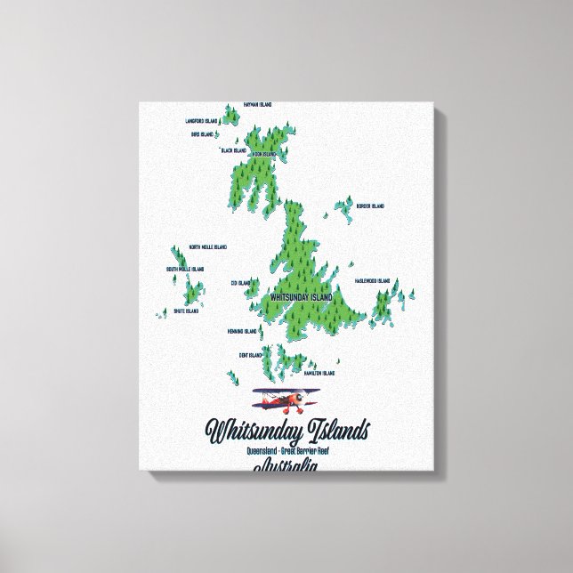 Whitsunday Islands Australia map poster Canvas Print (Front)