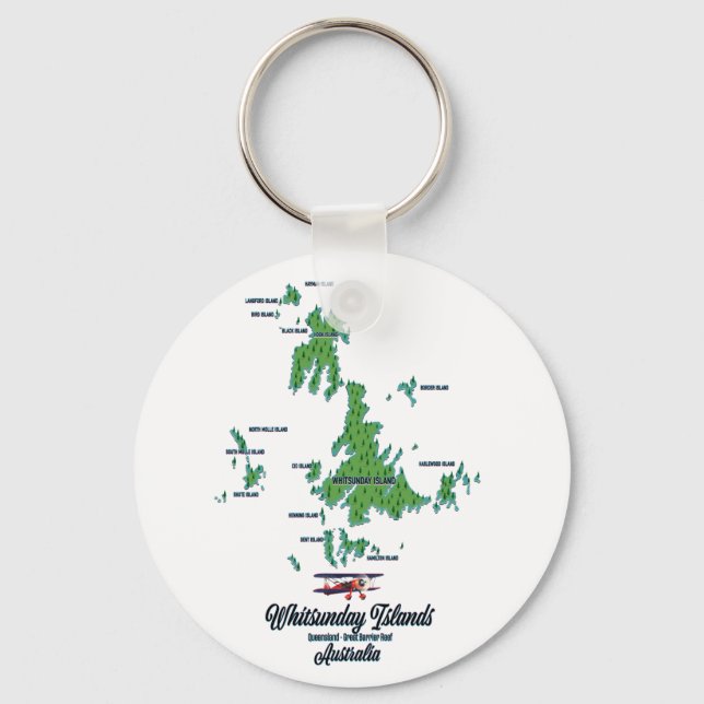 Whitsunday Islands Australia map poster Key Ring (Front)