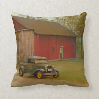 Whitter Sawmill Truck Oil Painting Throw Pillow