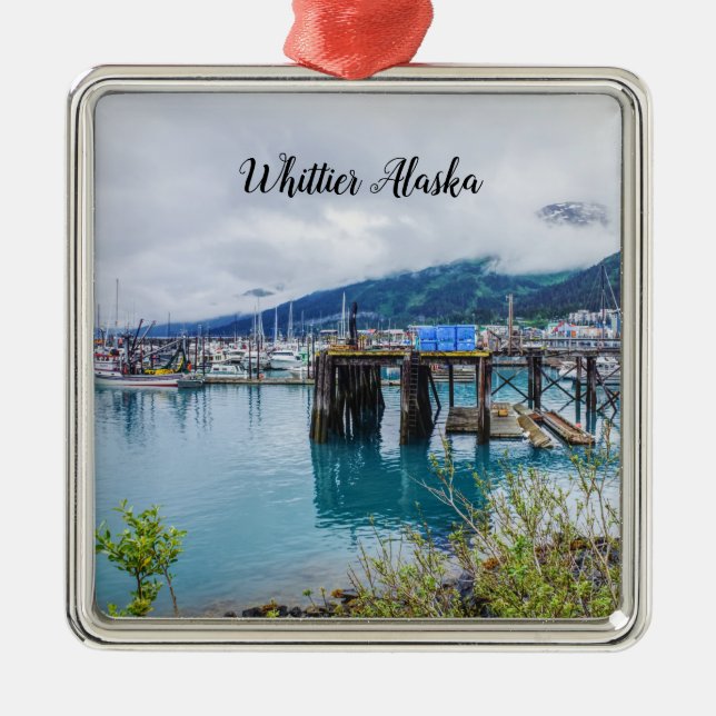 Whittier Alaska Harbour Premium Square Ornament (Front)