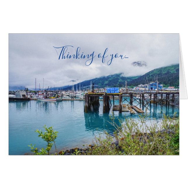 Whittier Alaska Harbour Thinking of you Card (Front Horizontal)