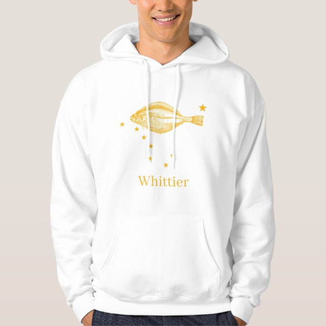 Whittier Alaska State Flag Halibut Fishing Hoodie (Front)