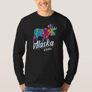 Whittier Alaska Usa Colourful Moose Art Vacation S T-Shirt