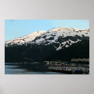 Whittier at Dusk Scenic Alaska Photography Poster