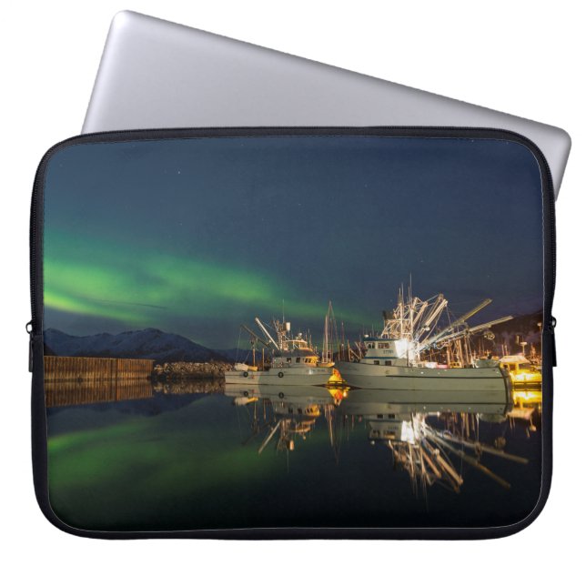 Whittier Harbour Aurora Laptop Sleeve (Front)