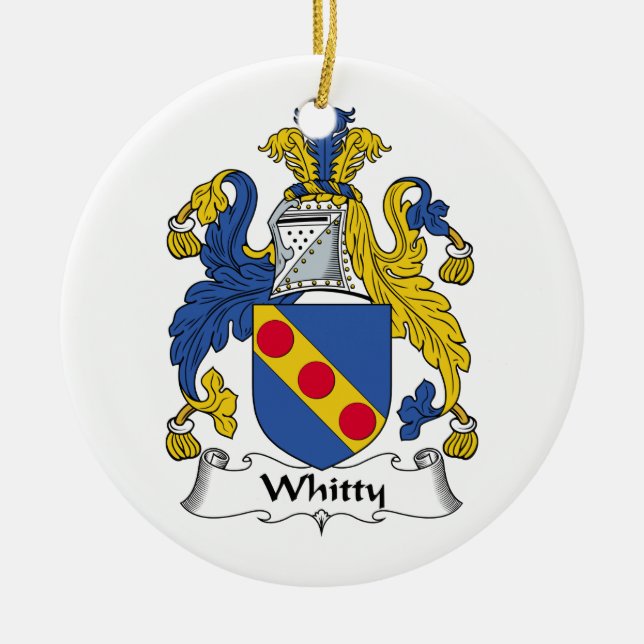 Whitty Family Crest Ceramic Tree Decoration (Front)