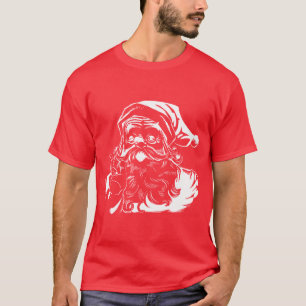 Whitw Print Santa Clause T-Shirt