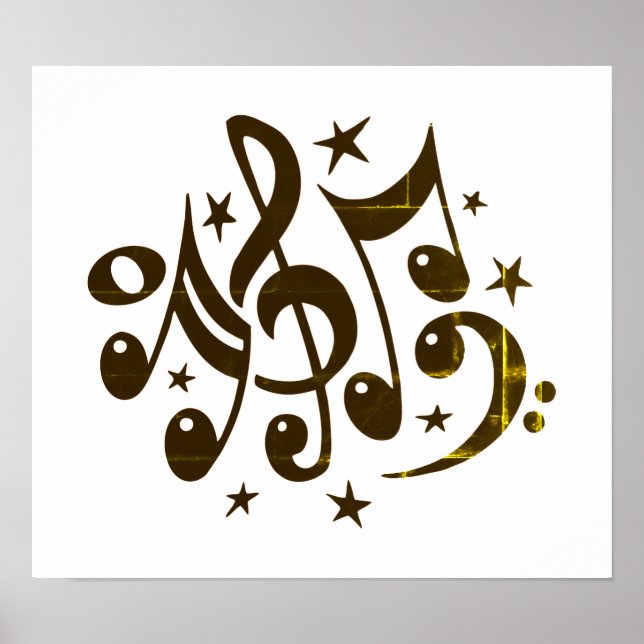Whjite Poster w/Goldish Music Notes (Front)