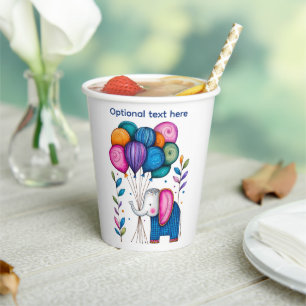 WHMSICAL ELEPHANT BALLOONS PAPER CUPS