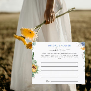 Who Am I Bridal Shower Memory Card