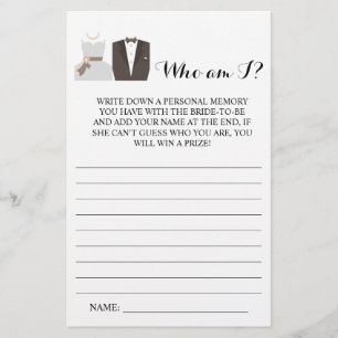 Who am i? Bride & Groom Bridal Shower Game Card