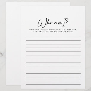 Who Am I Modern Bridal Shower Game