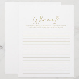 Who Am I Modern Gold Bridal Shower Game