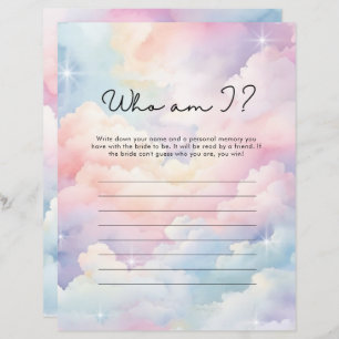 Who Am I Pastel Cloud Nine Bridal Shower Game