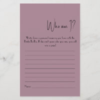 Who Am I? Shower Game Flyer