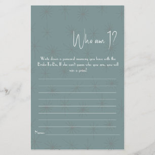 Who Am I? Shower Game Flyer