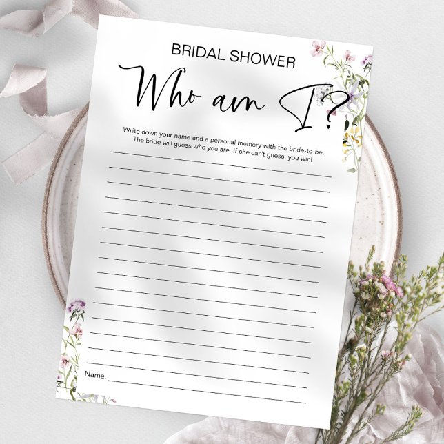 Who Am I Wildflower Bridal Shower Game Invitation (Creator Uploaded)