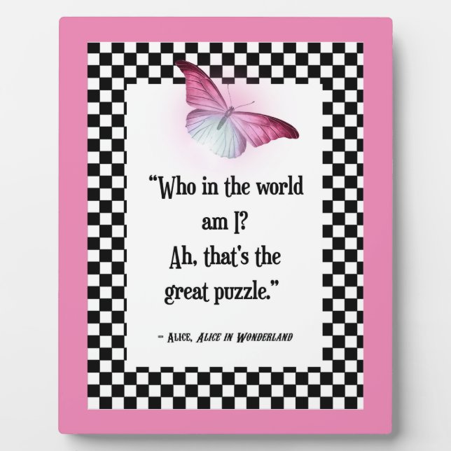 Who Am I? Wonderland Alice Quote   Plaque (Front)