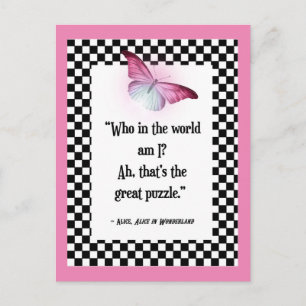 Who Am I? Wonderland Alice Quote  Postcard