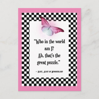 Who Am I? Wonderland Alice Quote  Postcard