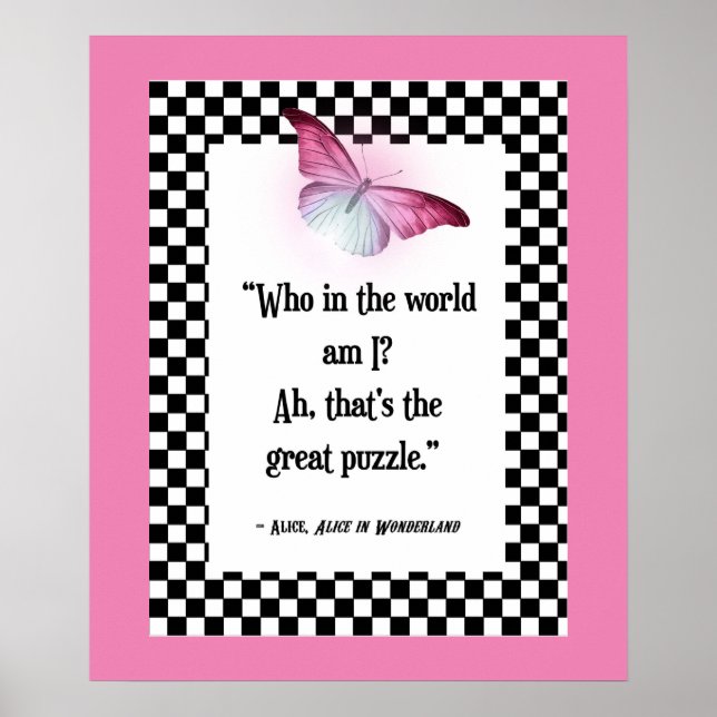 Who Am I? Wonderland Alice Quote Poster (Front)