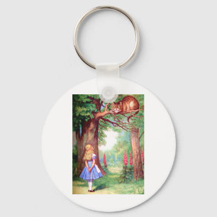 "WHO ARE YOU?" THE CHESHIRE CAT ASKS ALICE. KEY RING