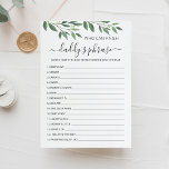 Who can finish Daddy's phrase Baby Shower Card<br><div class="desc">Purchase this game and enjoy high quality Who can finish Daddy's phrase card for your event! Gender neutral Greenery design. For Baby shower,  Anniversary,  Birthday party.</div>