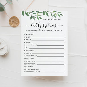 Who can finish Daddy's phrase Baby Shower Card