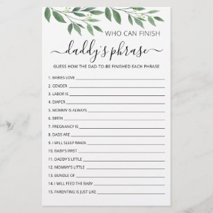 Who can finish Daddy's phrase Baby Shower Game