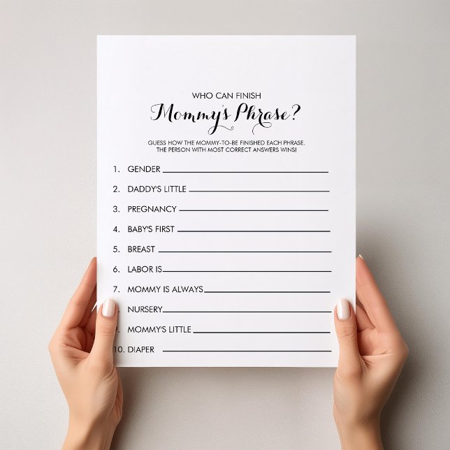 Who can Finish Mummy's Phrase Baby Shower Game (Creator Uploaded)